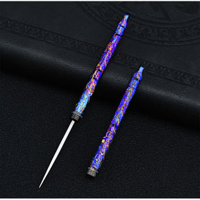 Hand carved Portable Titanium ToothpicksToothpicks Keychain with Metal Toothpick Holder for Outdoor Picnic Camping Accessorie