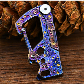 Limited Edition Hand Carved Starry Sky Titanium Alloy Multifunctional Key Chain - Waist Hanging Car Keychain Pocket Knife EDC