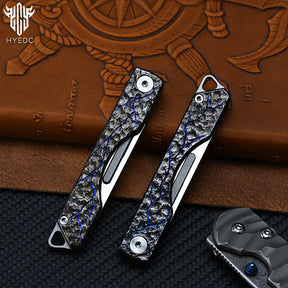 Limited Edition Hand Carving Stone Grain Titanium Alloy Multifunctional Key Chain Waist Hanging Car Keychain Pocket Knife EDC