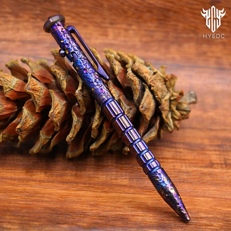 Star Sky Hand Carving Titanium alloy Automatic Pencil Signature Pen refill Writing Pen Gun-bolt Pen Multifunctional Tactical EDC