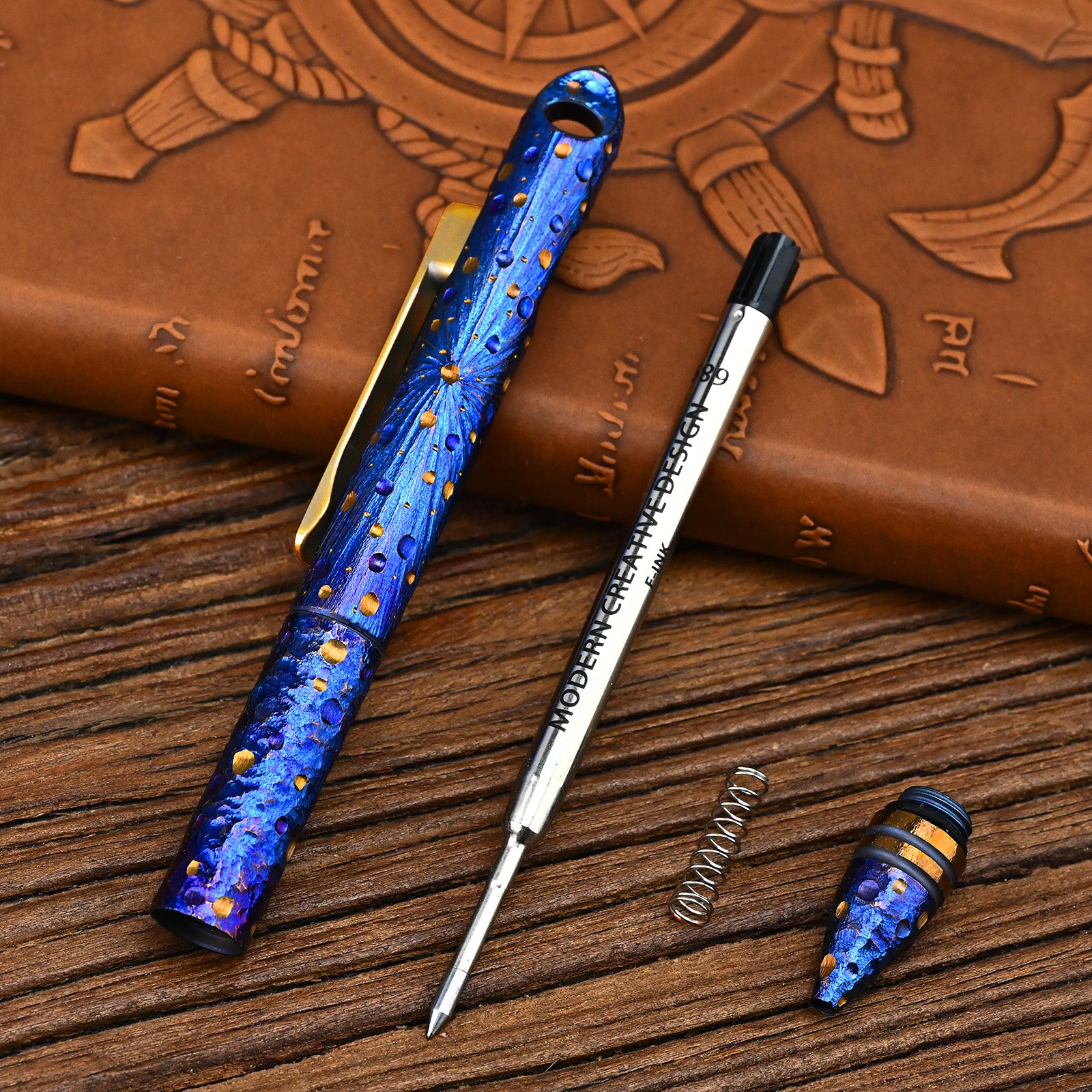Titanium Alloy Tactical Pen Hand Carved Star Sky Limited Edition Tungsten Pen Decompression Metal Signature Neutral Pen EDC