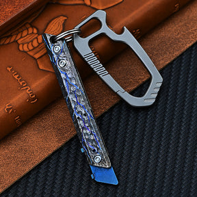 Titanium Hand Carving Rock Texture Alloy Art Knife Keychain Portable EDC Disassembly Tool Multi-Functional Compact Design