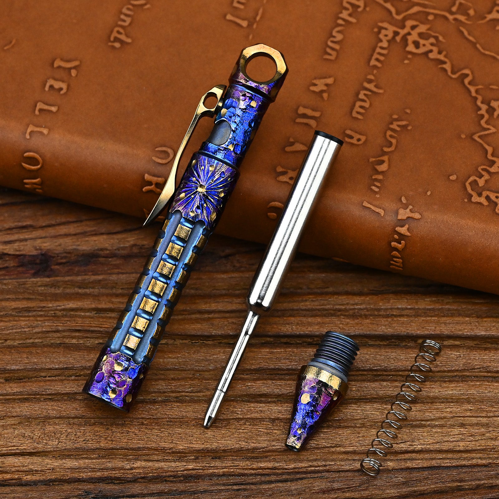 Titanium Alloy Tactical Pen Hand Carved Star Sky EDC Limited Edition Metal Signature Neutral Pen