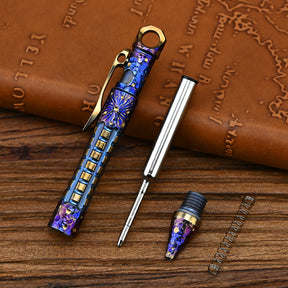 Titanium Alloy Tactical Pen Hand Carved Star Sky EDC Limited Edition Metal Signature Neutral Pen
