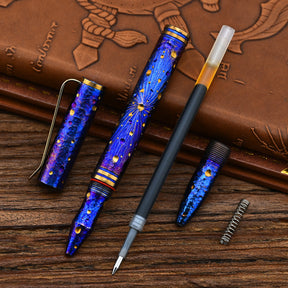 Hand Carved Titanium Alloy Tactical Pen G5 Refill EDC Star Sky Design Limited Edition Tungsten Metal Signature Neutral Pen