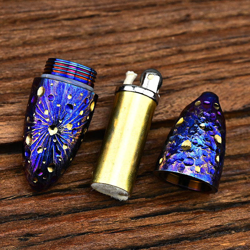 Star Sky Limited Mini Titanium Fuel Oil Lighter Waterproof Moisture Proof EDC Tool with Sealed Compartment for Medicine