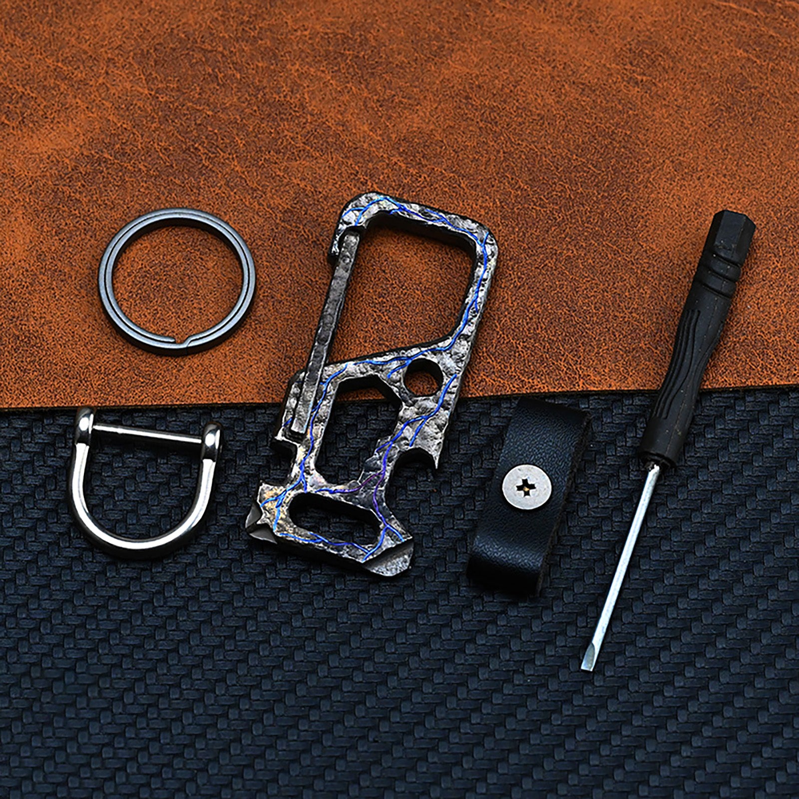 Limited Edition Stone Pattern Titanium Alloy Key Chain Multi-Function Car Bottle Opener Men's Pendant EDC Accessory