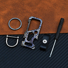 Limited Edition Stone Pattern Titanium Alloy Key Chain Multi-Function Car Bottle Opener Men's Pendant EDC Accessory