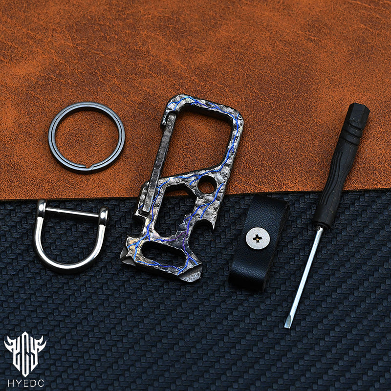 Limited Edition Stone Pattern Titanium Alloy Key Chain Multi-Function Car Bottle Opener Men's Pendant EDC Accessory