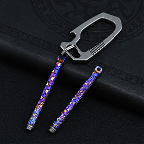 Hand carved Portable Titanium ToothpicksToothpicks Keychain with Metal Toothpick Holder for Outdoor Picnic Camping Accessorie