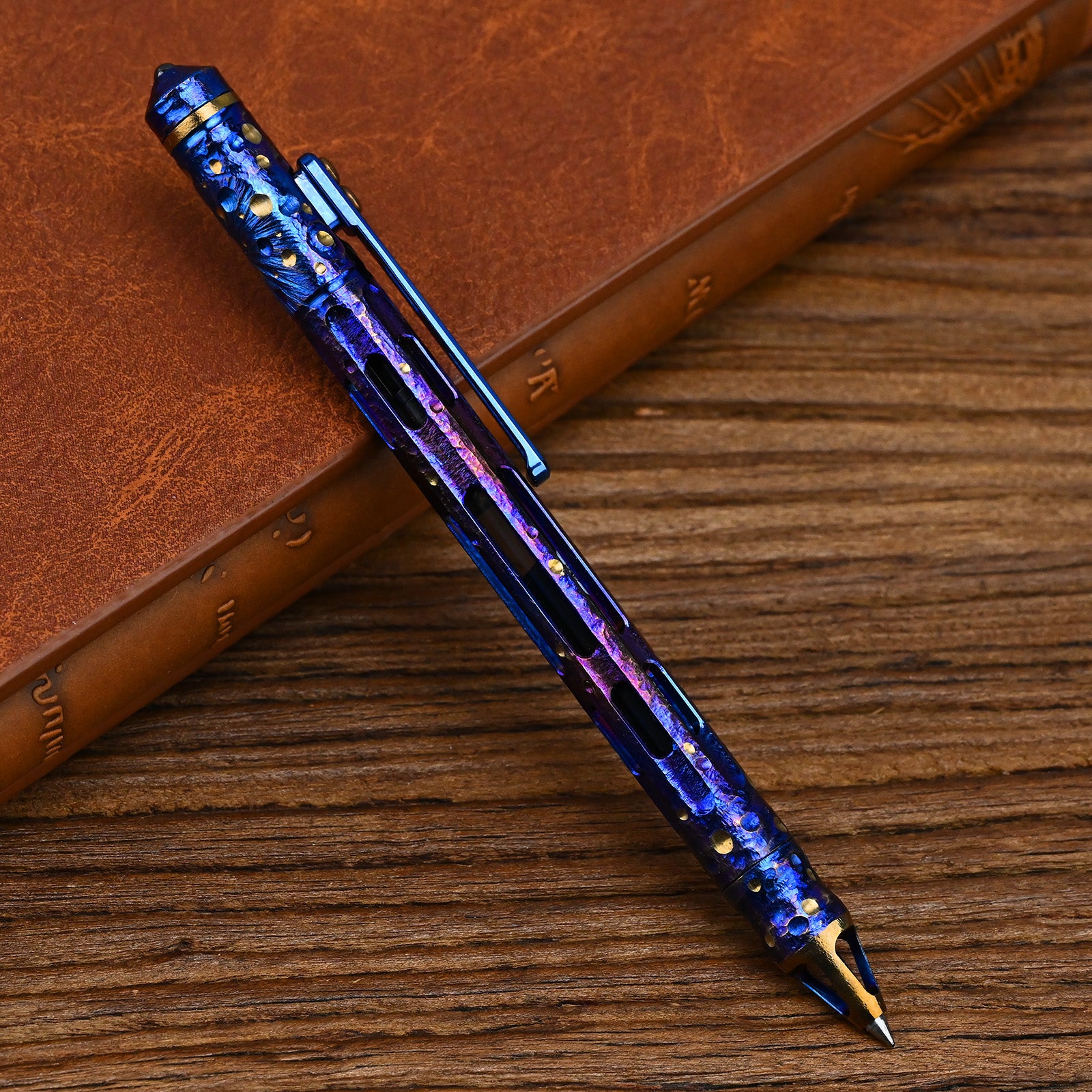 Star Sky Hand Carving Titanium alloy Automatic Pencil Signature Pen EDC refill Writing Gun-bolt Pen Multifunctional Tactical Pen