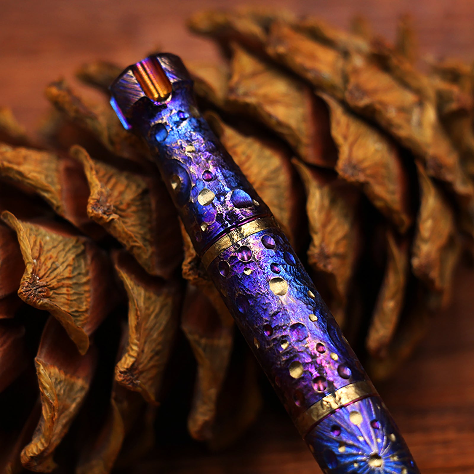HCYEDC Star Sky Titanium Alloy Tactical Pen Hand Carved  Tactical Bolt Action Pen Limited Edition Metal Signature Neutral Pen EDC