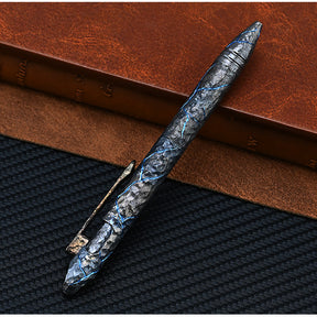 HCYEDC Titanium Hand Carving Rock Texture Titanium Alloy Tactical Pen Pen Decompression Metal Signature Neutral Tactical Bolt Action Pen with Steel Glass Breaker Design Emergency Emergency Escape Pen