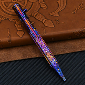 Star Sky Hand CarvedTitanium Alloy Bolt Type Tactical Pen Camping Multi-functional Self-defense Break Windows Pen Signature Pen