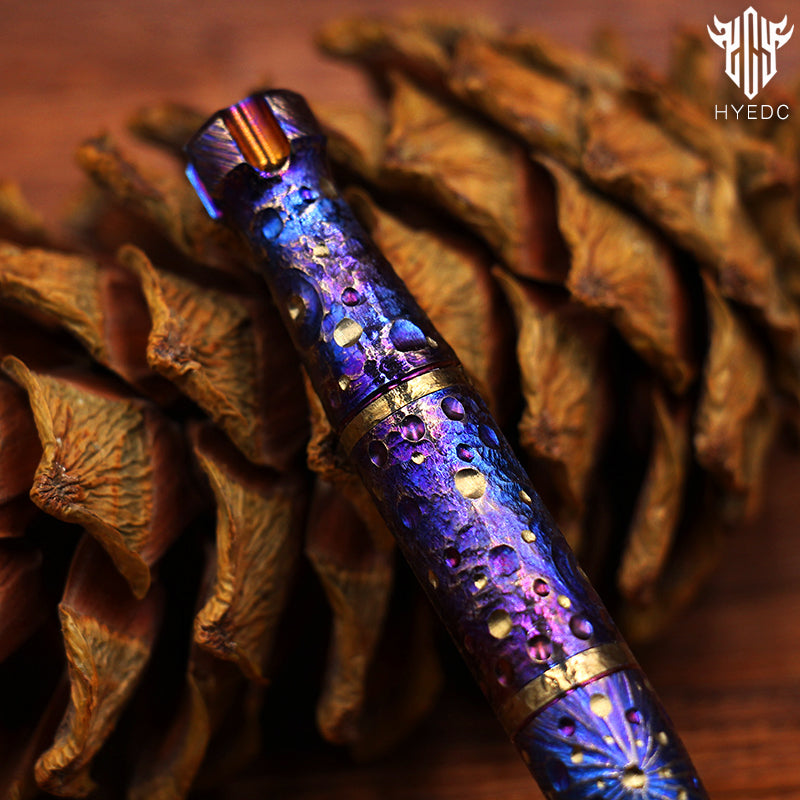Star Sky Titanium Alloy Tactical Pen Hand Carved  Pen Limited Edition Metal Signature Neutral Pen  EDC