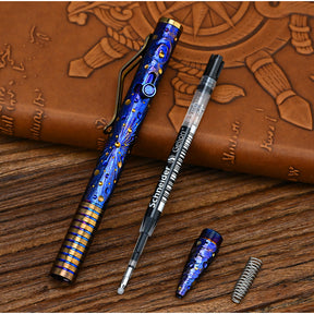 Hand Carved Titanium Alloy Tactical Pen - Star Sky Limited Edition Decompression Tungsten Metal Signature Neutral EDC Pen