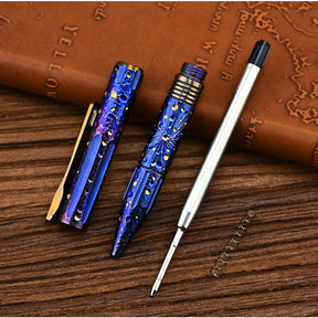 Star Sky Limited Titanium Alloy Tactical Pen Hand Carved Edition Tungsten Pen Decompression Metal Signature Neutral Pen EDC