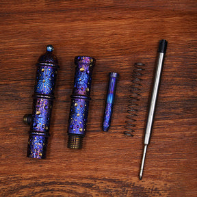 HCYEDC Star Sky Hand Carved Titanium Alloy Tactical PenTactical Bolt Action Pen Limited Edition EDC Metal Signature Neutral Decompression Pen