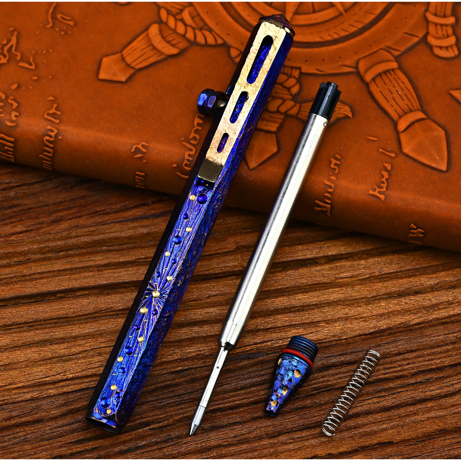 Titanium Alloy Tactical Pen Hand Carved Star Sky Limited Edition Tungsten Pen Decompression EDC Metal Signature Neutral Pen