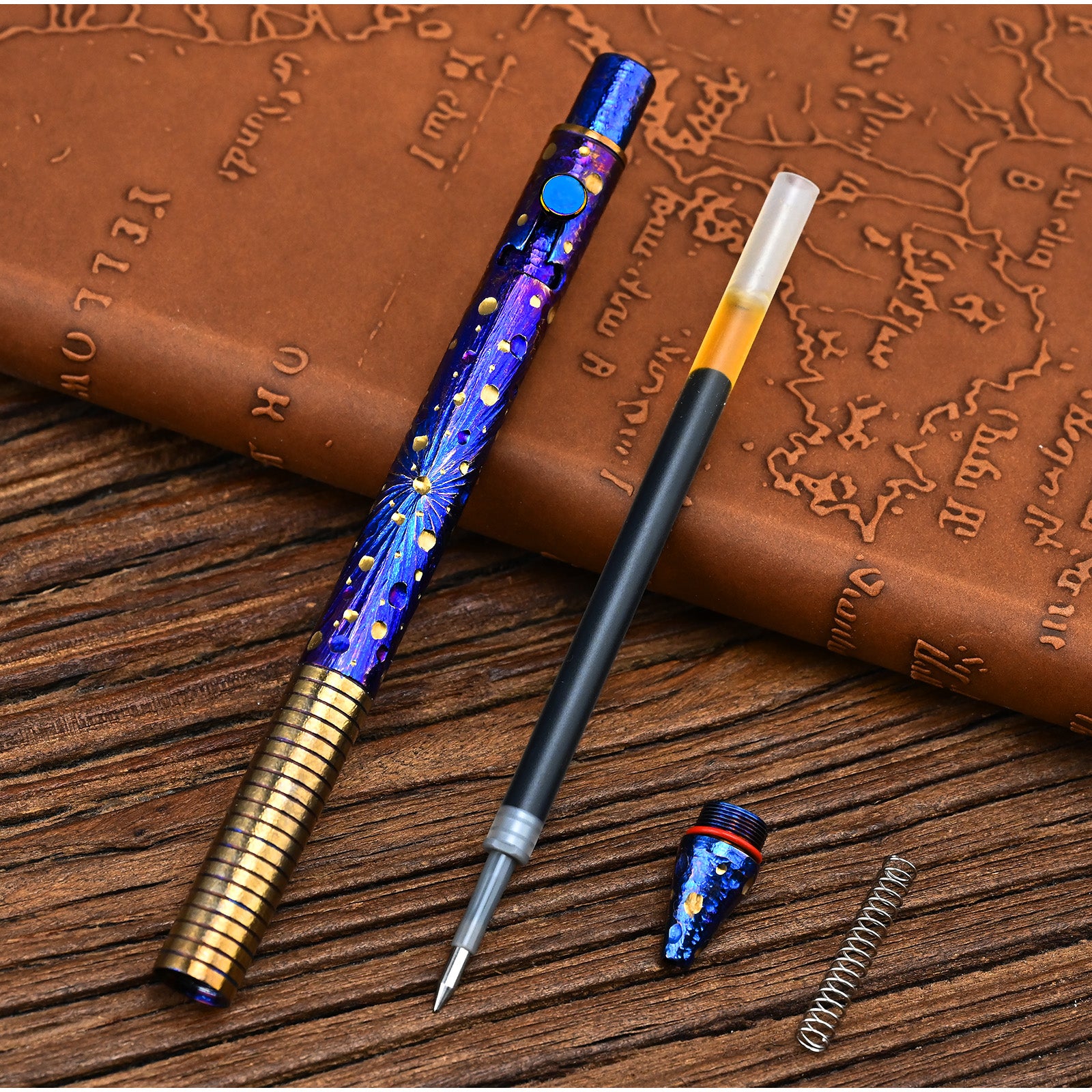 Titanium Alloy Tactical Pen Hand Carved Star Sky Limited Edition Metal Signature Pen EDC
