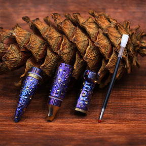 HCYEDC Star Sky Titanium Alloy Tactical Pen Hand Carved  Tactical Bolt Action Pen Limited Edition Metal Signature Neutral Pen EDC