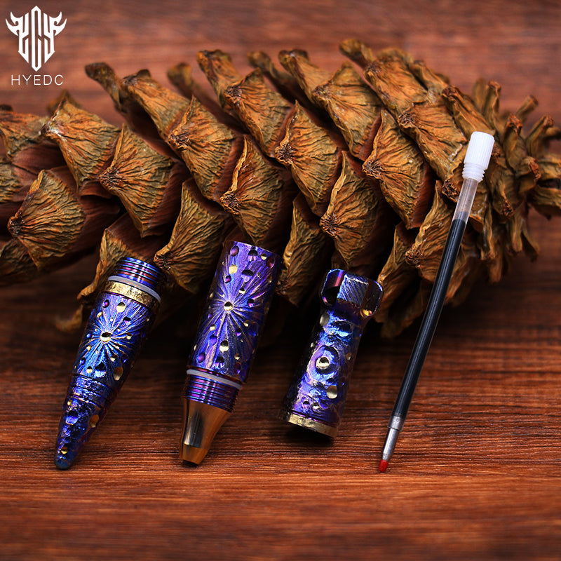 Star Sky Titanium Alloy Tactical Pen Hand Carved  Pen Limited Edition Metal Signature Neutral Pen  EDC