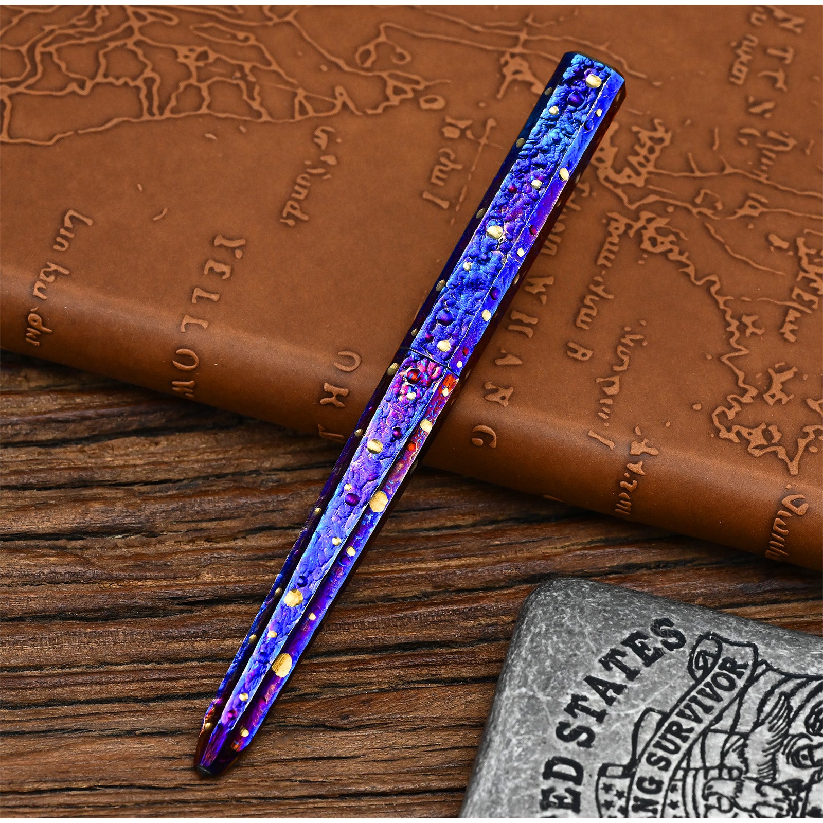 HCYEDC Hand Carved Titanium Alloy Tactical Pen EDC Star Sky Design Limited Edition Tungsten Metal Signature Neutral Pen Pen Body Using Design for Writing Tactical Defense Emergency Defense Escape