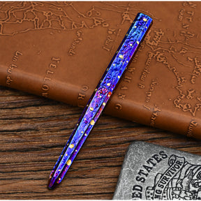 HCYEDC Hand Carved Titanium Alloy Tactical Pen EDC Star Sky Design Limited Edition Tungsten Metal Signature Neutral Pen Pen Body Using Design for Writing Tactical Defense Emergency Defense Escape
