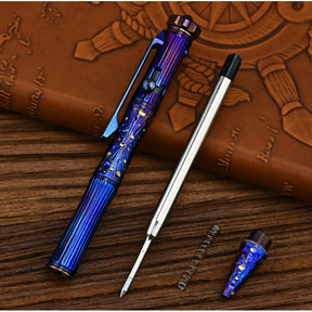 Star Sky Limited Edition Titanium Alloy Tactical Pen Hand Carved Rotary Gyro Multifunctional Self-defense Broken Window G2 Pen E
