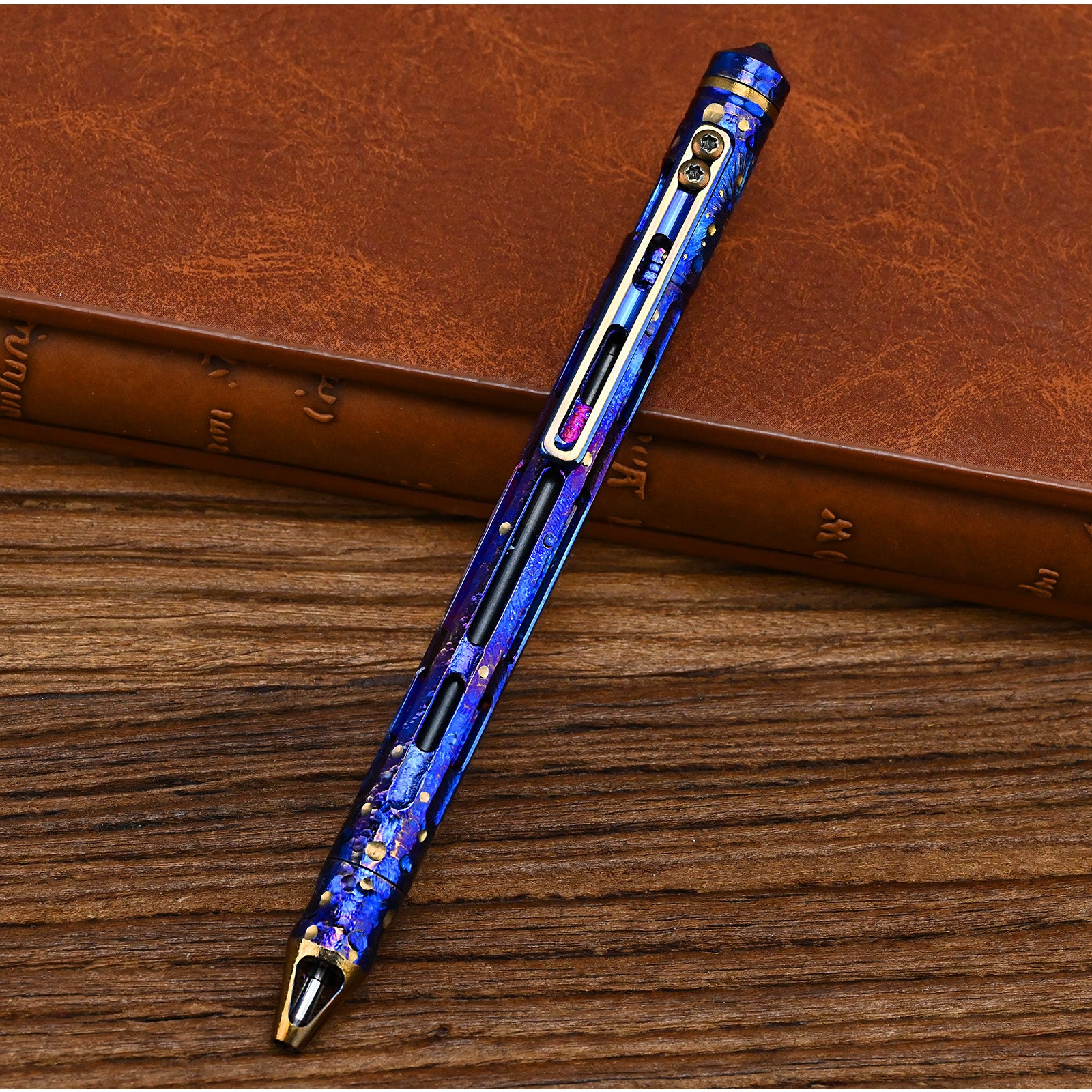 Star Sky Hand Carving Titanium alloy Automatic Pencil Signature Pen EDC refill Writing Gun-bolt Pen Multifunctional Tactical Pen