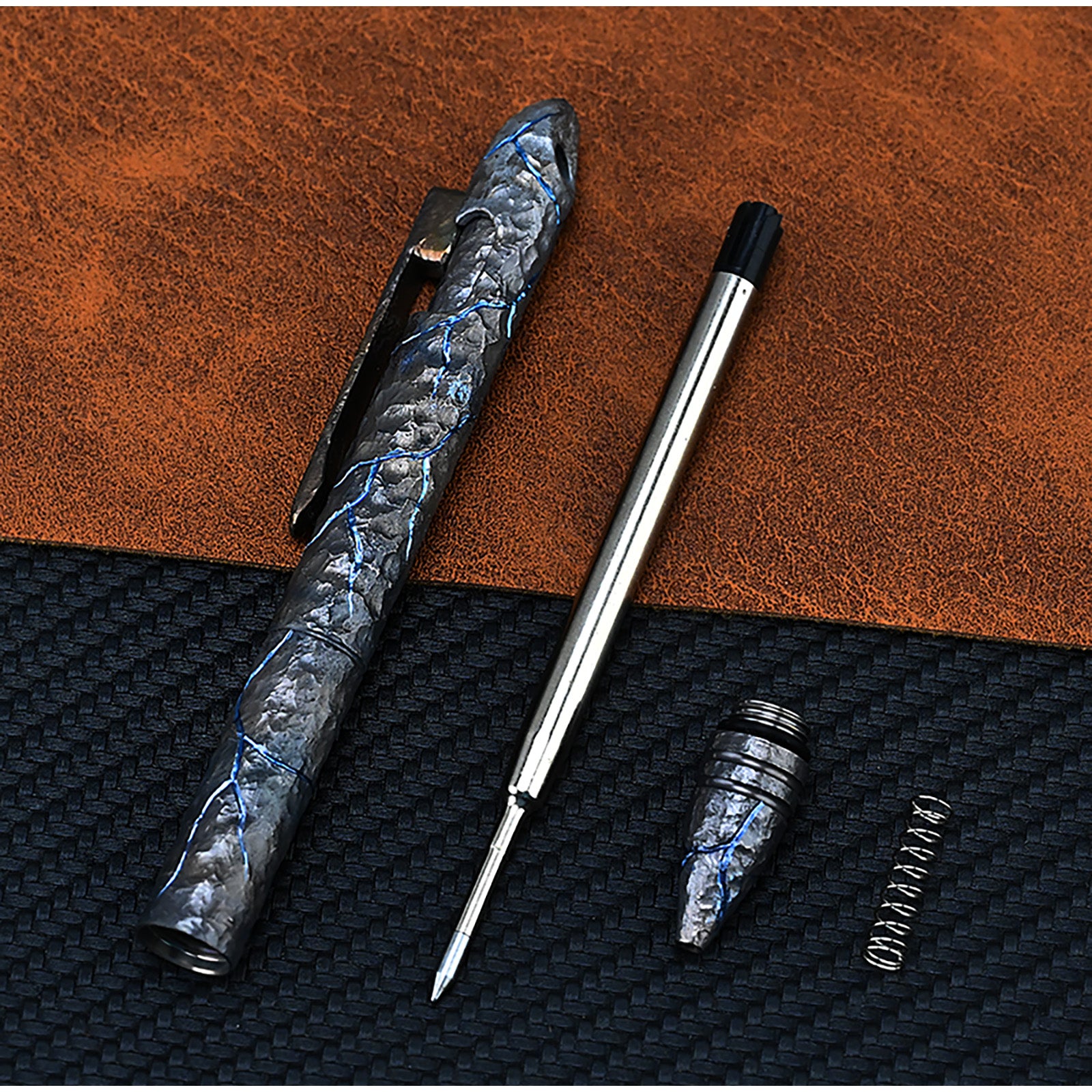 HCYEDC Titanium Hand Carving Rock Texture Titanium Alloy Tactical Pen Pen Decompression Metal Signature Neutral Tactical Bolt Action Pen with Steel Glass Breaker Design Emergency Emergency Escape Pen