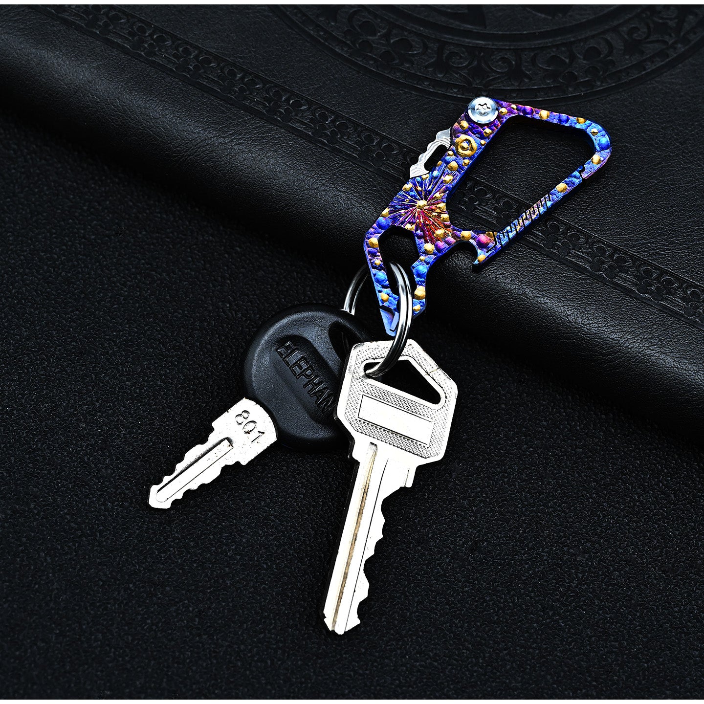 Star Sky Limited Titanium EDC Keychain Knife Damascus Multi Tool Bottle Opener Hex Wrench Camping Gear