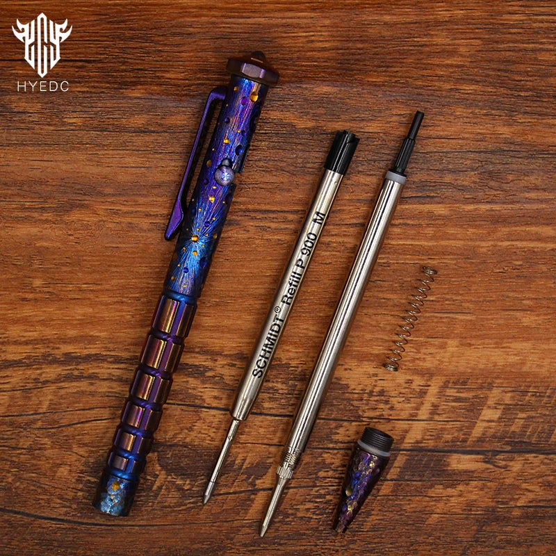 Star Sky Hand Carving Titanium alloy Automatic Pencil Signature Pen refill Writing Pen Gun-bolt Pen Multifunctional Tactical EDC