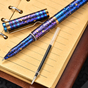 HCYEDC Titanium Alloy Tactical Pen Hand Carved Star Sky Limited Edition Tungsten Pen Tactical Pen with Tungsten Steel Glass Breaker Tip Self-DefenceDecompression Metal Signature Neutral Pen EDC