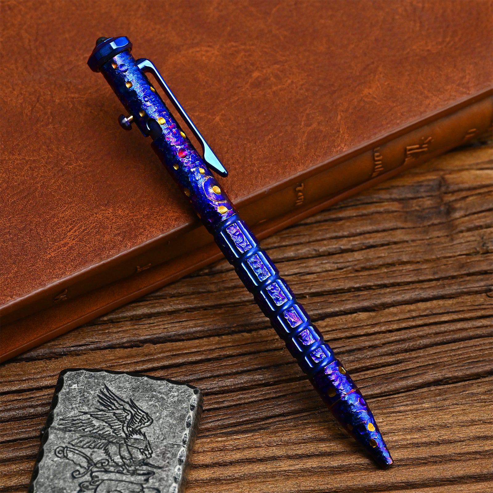 HCYEDC Star Sky Hand Titanium Tactical Bolt Action Pen Limited Edition Decompression Signature Neutral Design for Writing Tactical Defense Emergency Defense Escape Rotating Gyroscope Decompression Pen