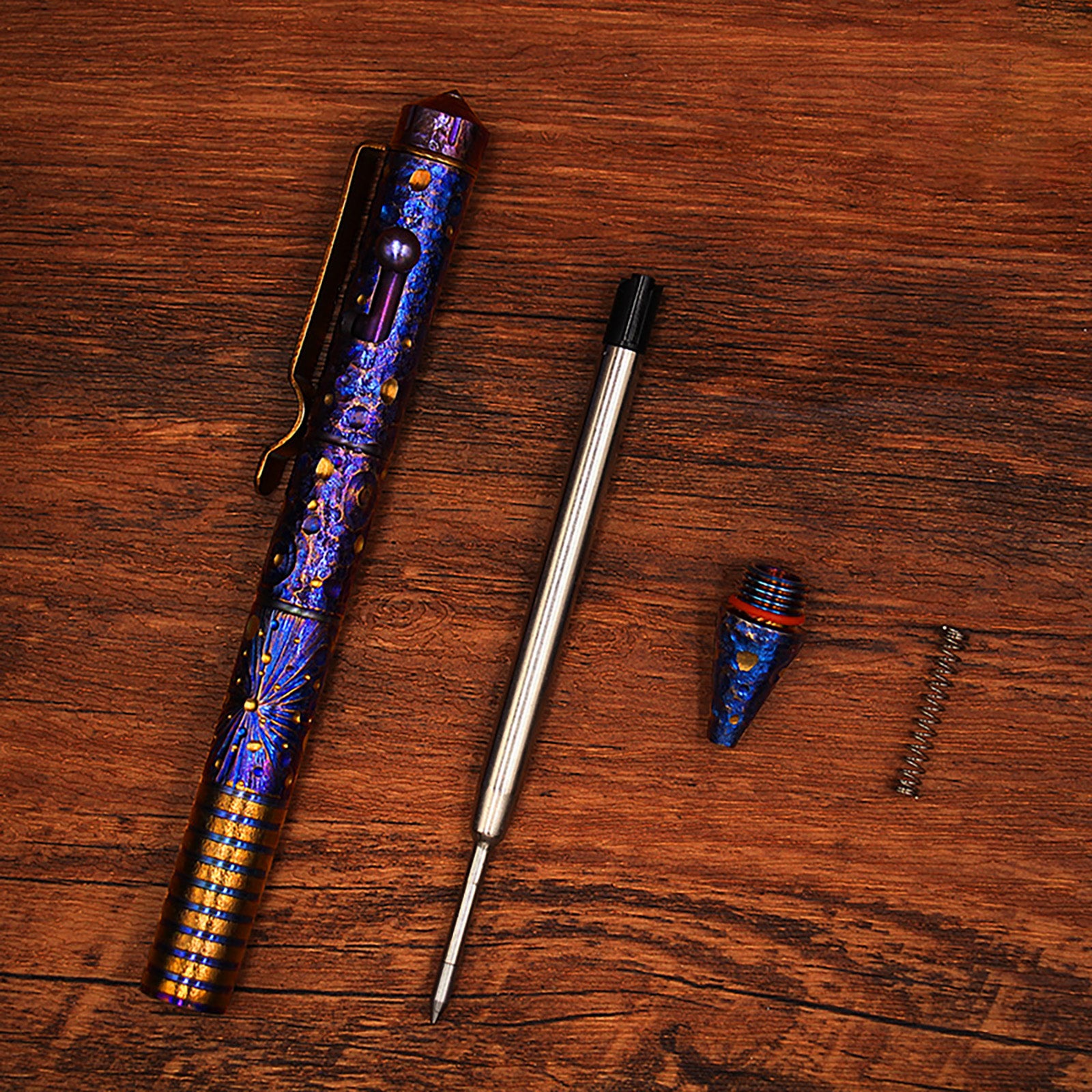 Titanium Alloy Tactical Pen Hand Carved Star Sky Limited Edition Tungsten Pen Decompression EDC Metal Signature Neutral Pen