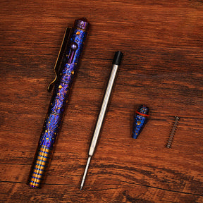 Titanium Alloy Tactical Pen Hand Carved Star Sky Limited Edition Tungsten Pen Decompression EDC Metal Signature Neutral Pen