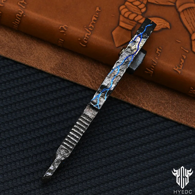 Hand Carving Rock Texture Titanium Alloy Push Knife Multifunctional Pocket Cutter Paper can Replace Blade Art Knife Wallpap EDC