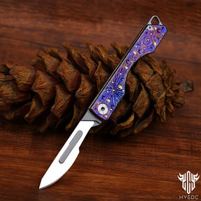 Limited Edition Hand Carved Titanium Alloy Art Knife Keychain Portable Disassembly Tool Expressive Collectible