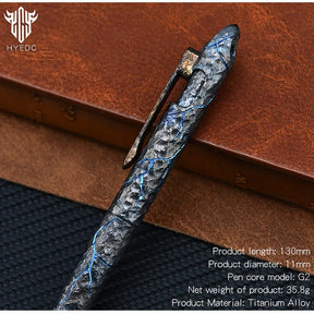 Titanium Hand Carving Rock TextureTitanium Alloy Tactical Pen Edition Tungsten Pen Decompression Metal Signature Neutral Pen EDC
