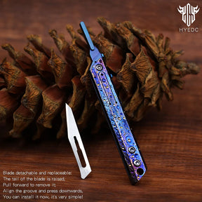 Limited Edition Hand Carved Starry Sky Titanium Alloy Art Knife Keychain Portable EDC Disassembly Tool