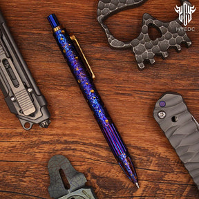 Star Sky Hand Carving Titanium alloy Automatic Pencil Signature Pen refill Writing Gun-bolt Pen Multifunctional Tactical Pen EDC