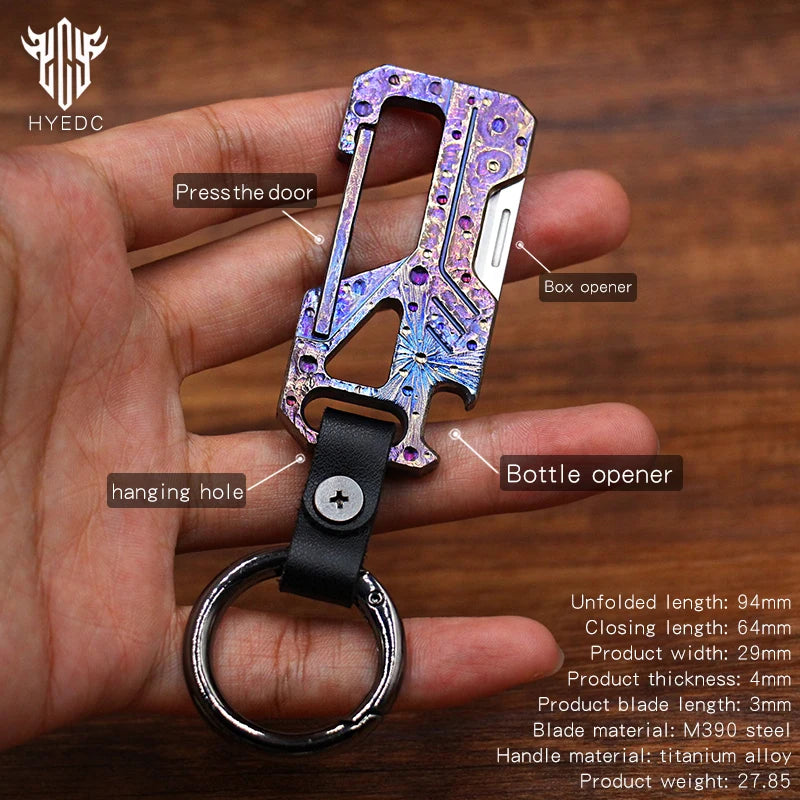 Starry Sky Limited Edition Multi-Functional Titanium Alloy Keychain Mini M390 Knife Portable Outdoor Tool