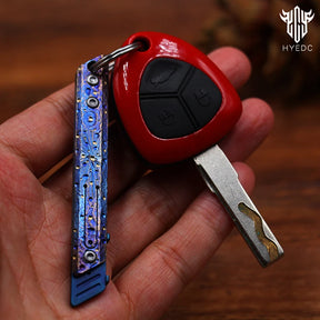 Limited Edition Hand Carved Starry Sky Titanium Alloy Art Knife Keychain Portable EDC Disassembly Tool
