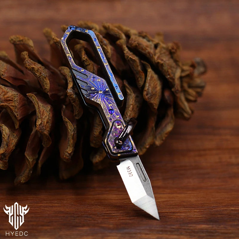 Star Sky Multifunctional Keychain M390 Titanium Alloy Mini Pocket Folding Knife Outdoor Camping Survival Portable Edc Tool