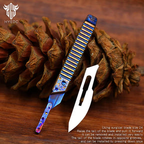 Star Sky Hand Carved Titanium Alloy Camping Knife Sharp Folding EDC Keychain Gift Carry-on Safe Sharp Folding Knife