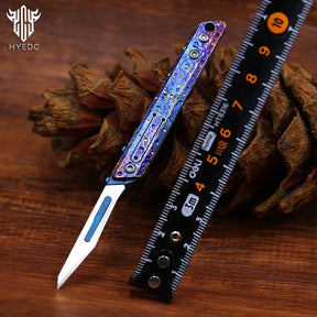 Limited Edition Hand Carved Starry Sky Titanium Alloy Art Knife Keychain Portable EDC Disassembly Tool