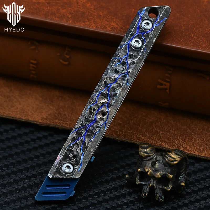 Titanium Hand Carving Rock Texture Alloy Art Knife Keychain Portable EDC Disassembly Tool Multi-Functional Compact Design