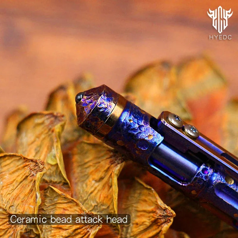 Star Sky Hand Carving Titanium alloy Automatic Pencil Signature Pen EDC refill Writing Gun-bolt Pen Multifunctional Tactical Pen