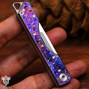 Limited Edition Hand Carved Titanium Alloy Art Knife Keychain Portable Disassembly Tool Expressive Collectible